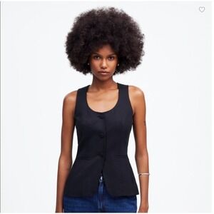 Madewell Top Size 4 True Black Scoop Neck Cutaway Vest Tailored Workwear NV749